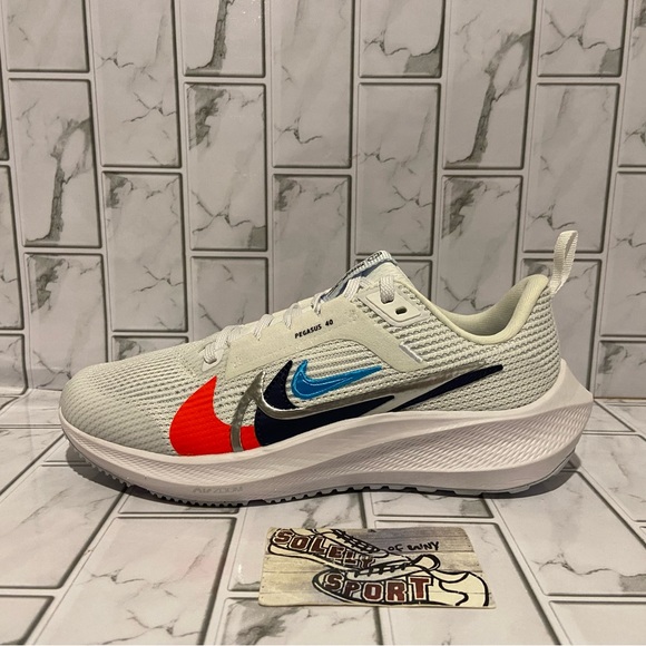 New Nike Air Zoom Pegasus 40 Premium White Blue Orange Red Running Shoes - Picture 7 of 13
